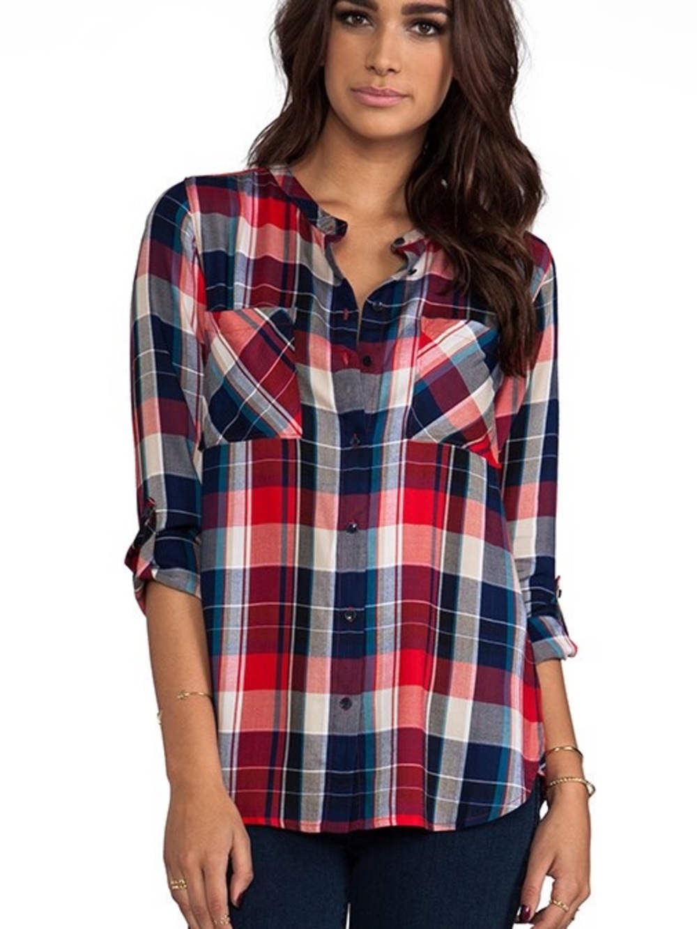 C&C California Two Pocket Plaid Shirt in Grenadine